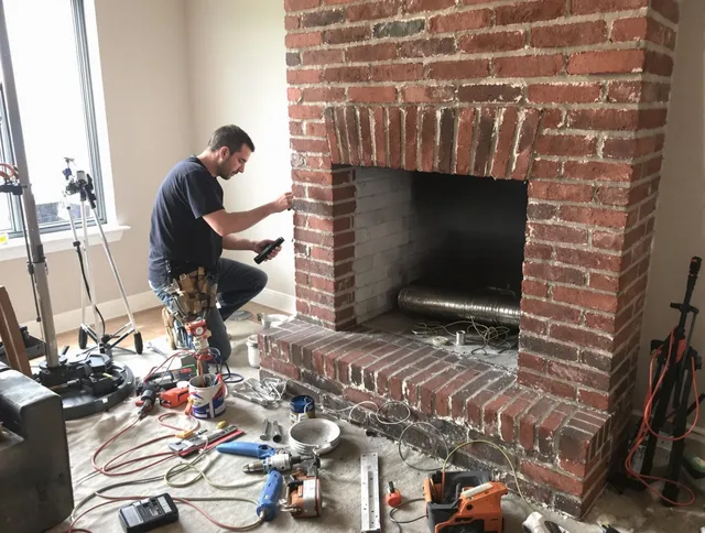 East Bridgewater Chimney Sweep specialist finalizing chimney liner service in East Bridgewater, MA