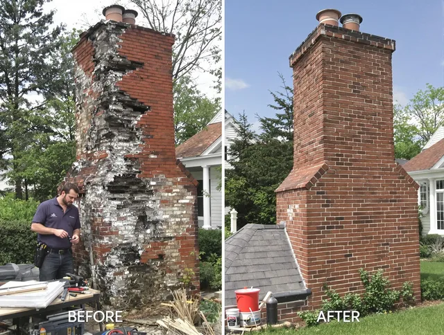 East Bridgewater Chimney Sweep performing a full chimney restoration in East Bridgewater, MA