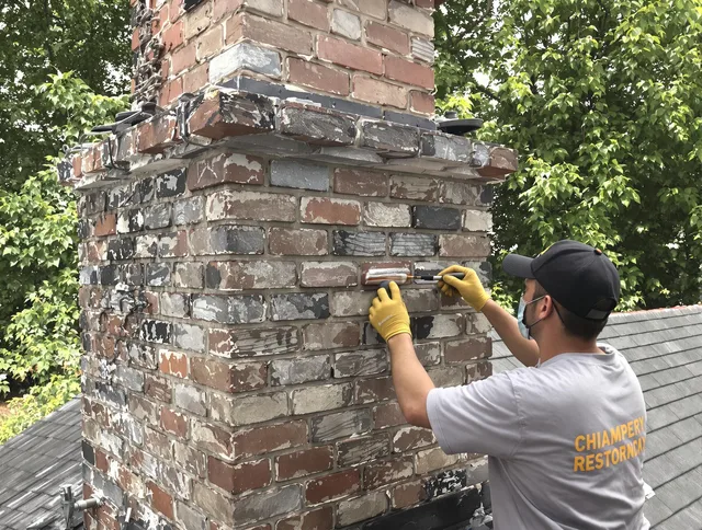 In-progress chimney restoration by East Bridgewater Chimney Sweep in East Bridgewater, MA