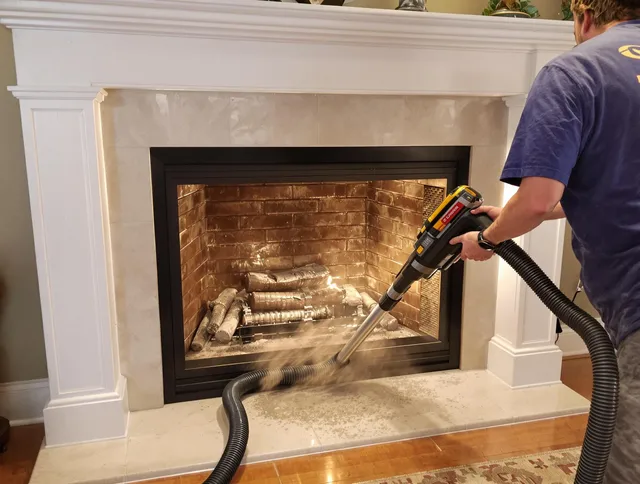 Fireplace cleaning performed by East Bridgewater Chimney Sweep in East Bridgewater, MA