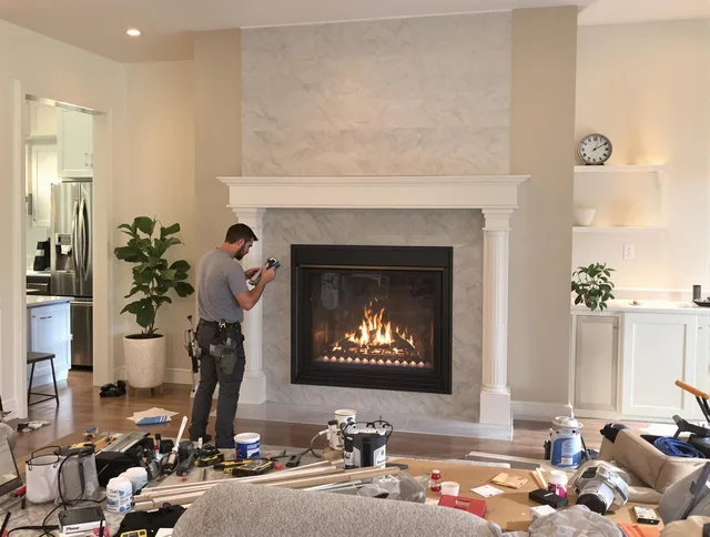 Newly installed fireplace by East Bridgewater Chimney Sweep in East Bridgewater, MA